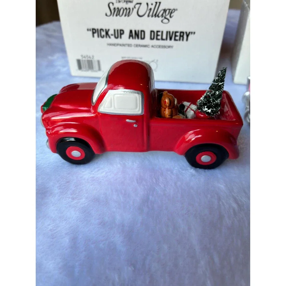 Vintage Department 56 Snow Village | Hand Painted Ceramic Pick-Up & Cadillac